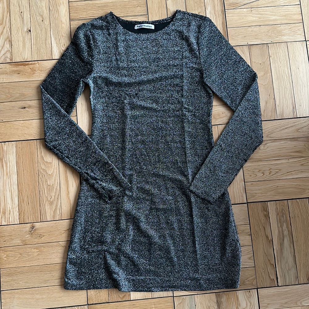Reformation Sparkle Long Sleeve Mini Dress S